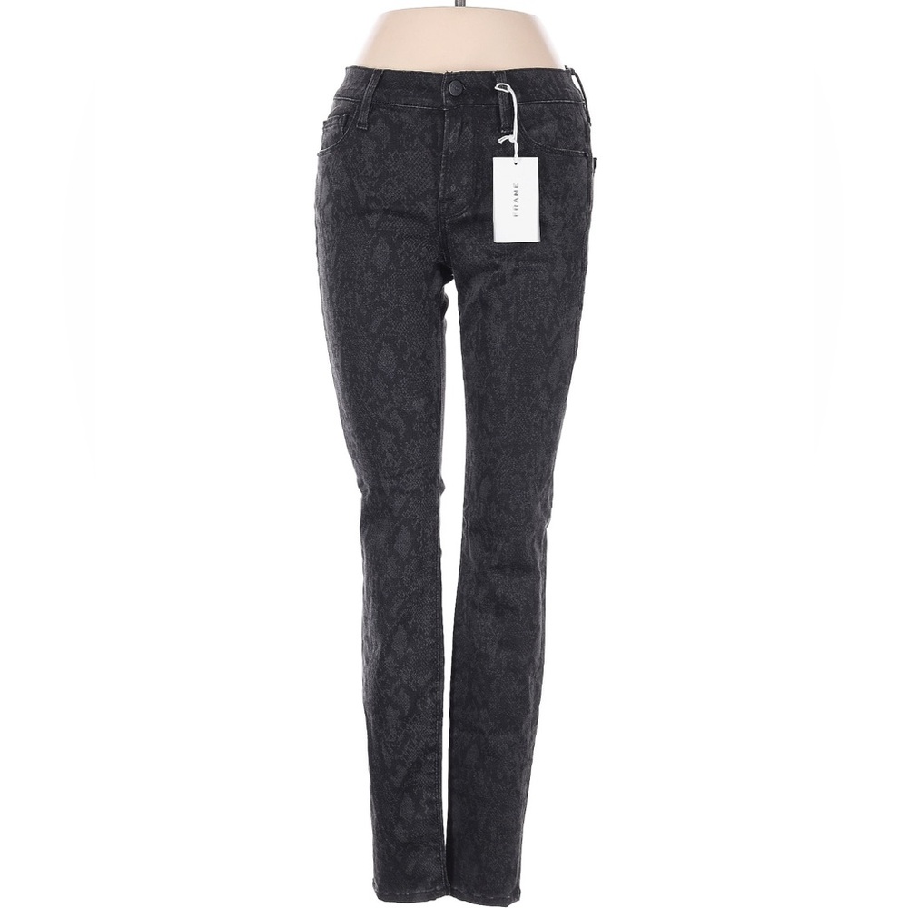Frame Denim Black Snake Patterned Skinny Jeans NWT